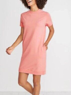 Marine Layer Cassidy Sweatshirt Dress in Vintage Peach stretch cotton athleisure